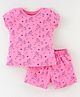 Evimo Single Jersey Knit Half Sleeves T-Shirt and Shorts Set with Unicorn Print - Pink