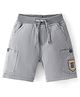 Babyhug 100% Cotton Woven Stretchable Above Knee Length  Bermuda with Text Print - Grey
