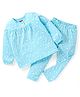 Babyhug Cotton Knit  Full Sleeves Night Suit  Star Print- Blue