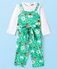 Babyhug Single Jersey Knit Jumpsuit & Full Sleeves T-Shirt With Floral Print - Green
