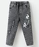 Kookie Kids Full Length Washed Denim Jeans With Text Print - Grey