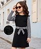 Kookie Kids Full Sleeves Party Dress with Front Tie Up - Black