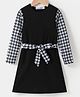 Kookie Kids Full Sleeves Party Dress with Front Tie Up - Black