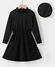 Kookie Kids Full Sleeves Solid Party Dress with High Neck - Black