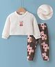 Kookie Kids Full Sleeves Winter Wear Night Suit with Teddy Applique - White