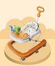 Babyhug Baby Walker with Parental Handle and Musical Toy Tray - Orange
