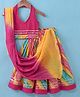 Exclusive from Jaipur Cotton Woven Sleeveless Lace Detailed Halter Neck Choli Lehenga Set with Dupatta- Multicolour