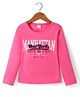 Smarty Girls  100 % Cotton Knit Full Sleeves T-Shirt with Text Print- Pink