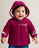 Babyoye Full Sleeves Solid Dyed Hoodies With Floral Embroidery - Pink