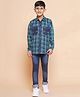 AJ Dezines Cotton Full Sleeves Checked Shirt & Jeans Set -  Blue