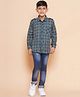 AJ Dezines Cotton Full Sleeves Checked Shirt And Denim Jeans - Teal