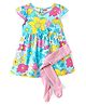 Babyhug Single Jersey Knit Half Sleeves Frock With Floral Print & Stockings - Light Blue