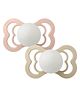 BIBS Supreme 2 Pack Pacifier Silicone Size 2 Blush Glow/Vanilla Glow