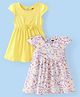 Babyhug Single Jersey Knit Cap Sleeves Frocks with Floral & Polka Dots Print Pack of 2 - Multicolour