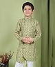 Tabard Full Sleeves Floral Printed Asymmetrical Kurta - Yellow