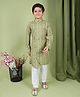 Tabard Full Sleeves Floral Printed Asymmetrical Kurta Pyjama Set - Yellow