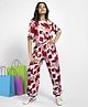 TeenTrums Rayon Half Sleeves Abstract Printed Coordinating Set - Red