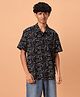 TeenTrums Half Sleeves Abstract Printed Shirt - Black