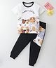 BLUSHES Sinker Knit Half Sleeves Hamsters Printed Night Suit - White & Black