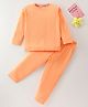 BLUSHES Sinker Knit Full Sleeves Solid Night Suit - Orange