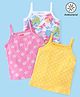 Babyhug 100% Cotton Knit Singlet Sleeves Antibacterial Slips with Floral & Polka Dots Print Pack of 3 - Pink Yellow & White