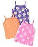 Babyhug Single Jersey 100% Cotton Knit Singlet Sleeves Antibacterial Slips With Polka Dots & Floral Print Pack of 3 - Orange Purple & Pink