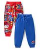 Babyhug Cotton  Knit Full Length  Lounge Pants  with Car Print Pack of 2 - Red & Blue