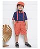 AJ Dezines Cotton Half Sleeves Solid  Shirt With Checked Shorts Cap &  Suspender Set -  Gajri