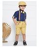 AJ Dezines Cotton Half Sleeves Solid  Shirt With Checked Shorts Bow Cap &  Suspender Set -  Mustard