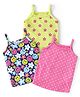 Babyhug Single Jersey 100% Cotton Knit Singlet Sleeves Antibacterial Slips With Polka Dots & Floral Print Pack of 3 - Green Blue & Pink