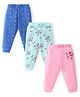 Babyhug Cotton Knit Full Length Lounge Pants Floral & Hearts Print with Bow Applique Pack of 3 - Multicolour