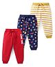 Babyhug Cotton Knit Full Length Striped Lounge Pants with Numeric & Text Print Pack of 3 - Multicolour