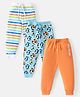 Babyhug Cotton Knit Full Length Striped Lounge Pants with Football Print Pack of 3 - Multicolour