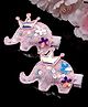Stol'n  Set Of 2 Crown & Elephant Shaped Sequin Embellished Hair Clips - Pink