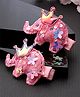 Stol'n Set Of 2 Crown & Elephant Shaped  Sequin Embellished Hair Clips - Dark Pink