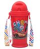JAYPEE Zippy Stainless Steel Inner Insulated Hot & Cold Disney Champ Straw Sipper Water Bottle for Kids with Detachable Strap , 275 ml , Red