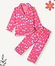 Funkrafts Cotton Woven Full Sleeves Heart & Star Goggles Printed Night Suit - Pink