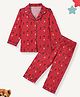 Funkrafts Cotton Woven Full Sleeves Dogs Printed Night Suit - Red