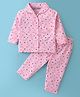 Little Darlings Cotton Knit Full Sleeves Night Suit With Bunny & Floral Print -  Pink