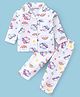 Little Darlings  Cotton Knit Full Sleeves Night Suit With Unicorn Print - White