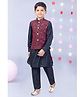 Pehanaava Full Sleeves Solid Kurta & Pyjama Set With Sequins Embellished Jacket - Wine