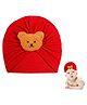 Babymoon Bear Detailed Turban Knot Cap - Red- Diameter40 Cms