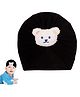 Babymoon Bear Detailed Turban Knot Cap - Black- Diameter40 Cms
