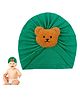 Babymoon Bear Detailed Turban Knot Cap - Green- Diameter40 Cms
