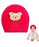Babymoon Bear Detailed Turban Knot Cap - Dark Pink- Diameter40 Cms