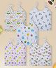 Baby Moo 100% Cotton Pack Of 5 Sleeveless Cars & Stars Printed Jhablas - White
