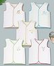 Baby Moo 100% Cotton Pack Of 5 Sleeveless Animals & Bird Embroidered Jhablas - White