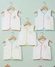 Baby Moo 100% Cotton Pack Of 5 Sleeveless Animals & Bird Embroidered Jhablas - White