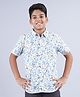 Kiddopanti Cotton Half Sleeves Floral Printed Shirt - Ice Blue