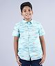 Kiddopanti Cotton Half Sleeves Fish Printed Shirt - Aqua Blue